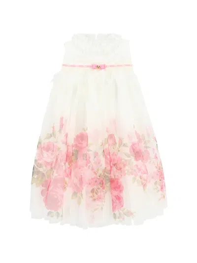 Angel's Face Kids' Mindi Ruffled Floral-print Dress In White
