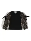 Angel's Face Puff-sleeves Leopard-print Top In Black