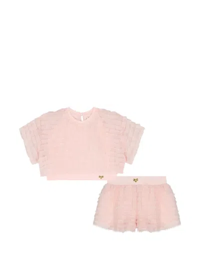Angel's Face Kids' Ruffled Bow-embellished Shorts Set (set Of Two) In Pink