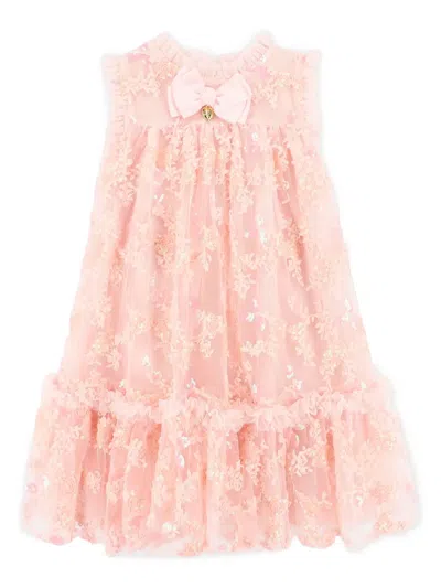 Angel's Face Kids' Sequin Flowers Tulle Dress In Pink