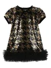 Angel's Face Sequinned Ruffled Dress In Black
