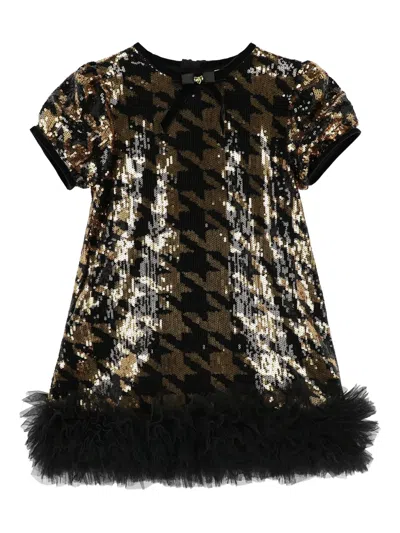 Angel's Face Kids' Sequinned Ruffled Dress In Black
