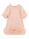 Angel's Face Sequinned Ruffled Dress In Pink