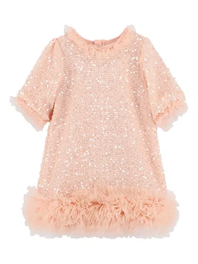 Angel's Face Kids' Sequinned Ruffled Dress In Pink
