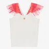 ANGEL'S FACE TEEN GIRLS WHITE & PINK TULLE RUFFLE TOP