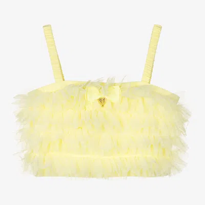Angel's Face Teen Girls Yellow Jersey & Tulle Vest Top