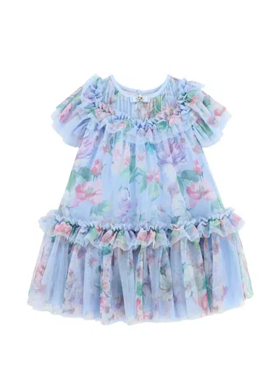Angel's Face Victoria Ruffled Floral Dress In Blue