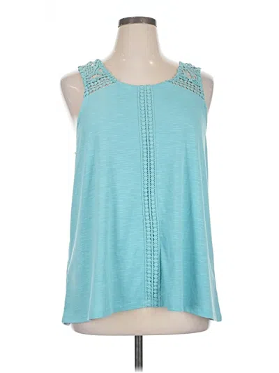 Pre-owned Angels Sleeveless Top Teal Keyhole Neckline Tops In Blue