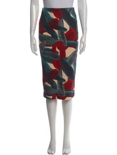 Pre-owned Angelys Balek Patterned Midi Length Skirt In Multi