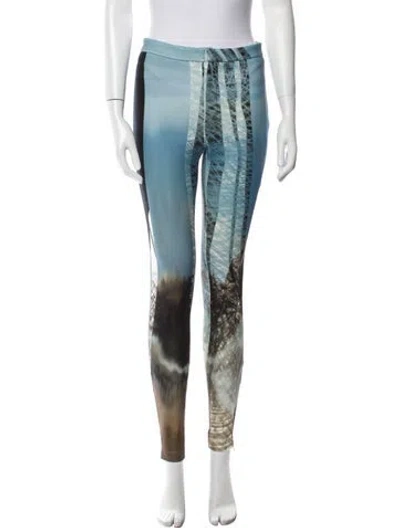 Pre-owned Angelys Balek Printed Skinny Leg Pants In Blue