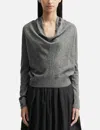Anggae Eyelet Knit Cowl Neck Pullover In Gray