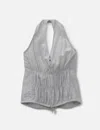 Anggae Mixed Stripe Halter In Grey/灰色/그레이/グレー