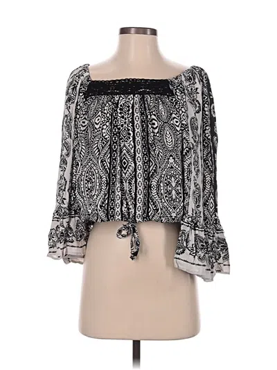 Pre-owned Angie 3/4 Sleeve Blouse In Black