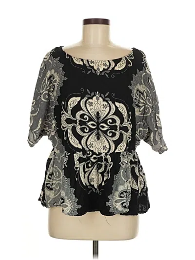 Pre-owned Angie 3/4 Sleeve Blouse In Black