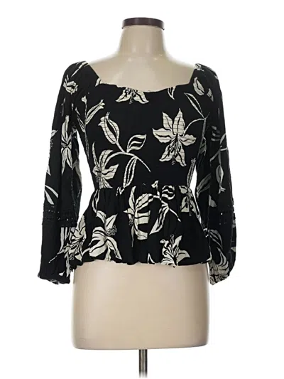 Pre-owned Angie 3/4 Sleeve Blouse In Black