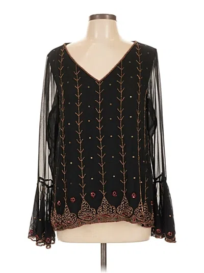 Pre-owned Angie 3/4 Sleeve Blouse In Black