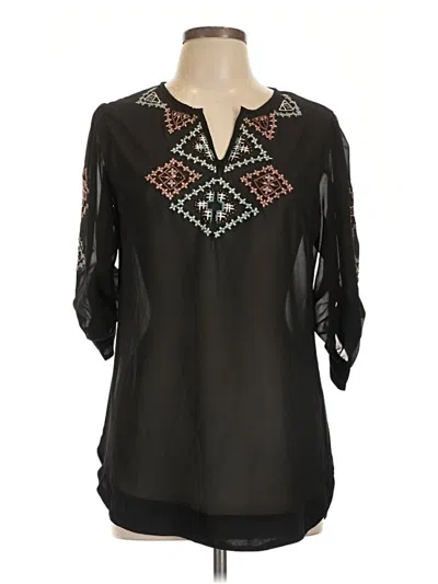 Pre-owned Angie 3/4 Sleeve Blouse In Black