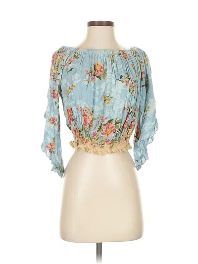 Pre-owned Angie 3/4 Sleeve Blouse In Blue