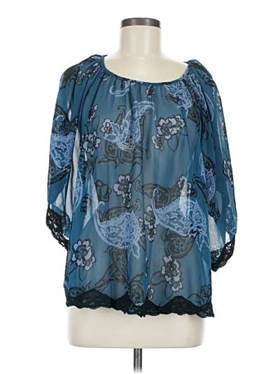 Pre-owned Angie 3/4 Sleeve Blouse In Blue