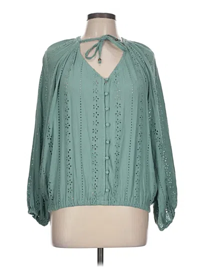 Pre-owned Angie 3/4 Sleeve Blouse In Blue