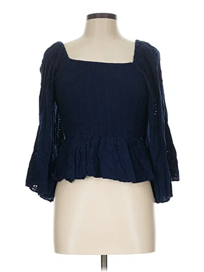 Pre-owned Angie 3/4 Sleeve Blouse In Blue