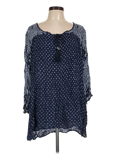Pre-owned Angie 3/4 Sleeve Blouse In Blue