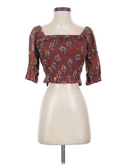 Pre-owned Angie 3/4 Sleeve Blouse In Brown
