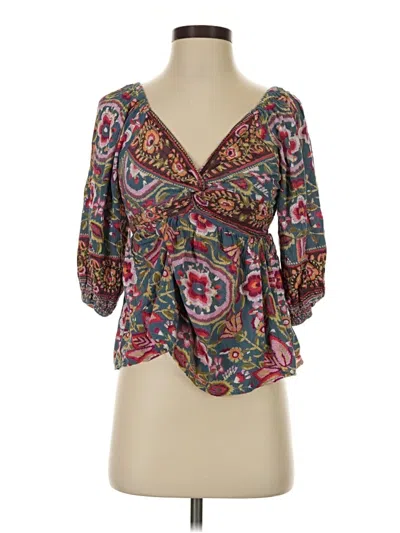 Pre-owned Angie 3/4 Sleeve Blouse In Brown