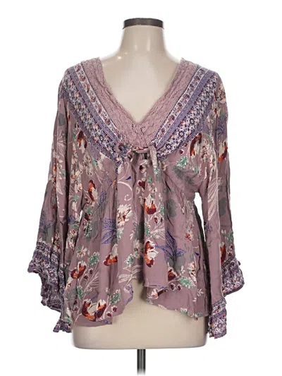 Pre-owned Angie 3/4 Sleeve Blouse In Purple