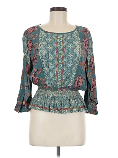 Pre-owned Angie 3/4 Sleeve Blouse In Teal