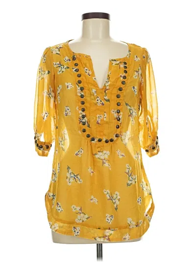 Pre-owned Angie 3/4 Sleeve T-shirt In Yellow