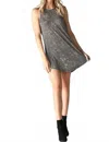 Angie Acid Wash Mini Dress In Black White In Gray