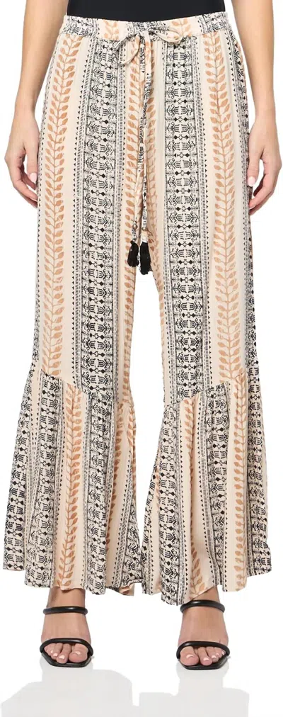 Angie Artsy Flare Ruffle Pant In Navy / Blue-grey / Cream In Multi