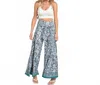 Angie Boho Tie Waist Wide Leg Pants In Blue Floral In Blue