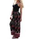 Angie Border Print Floral Pant In Black In Black