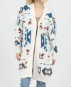 Angie Cozy Aztec Cardigan Sweater In Ivory-juniper In Multi