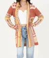 Angie Cozy Aztec Cardigan Sweater In Rust In Multi