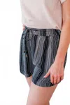 Angie Drawstring Shorts In Navy In Black