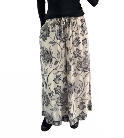 Angie Fatima Straight Leg Pant In Black/ White In Animal Print