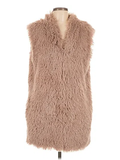 Pre-owned Angie Faux Fur Vest In Brown