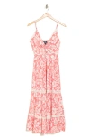 ANGIE ANGIE FLORAL LACE TRIM MAXI DRESS