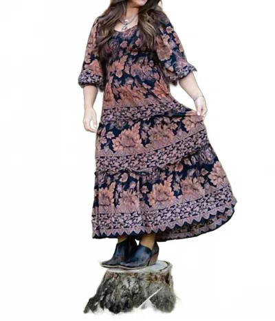 Angie Floral Maxi Dress In Black Multi In Animal Print
