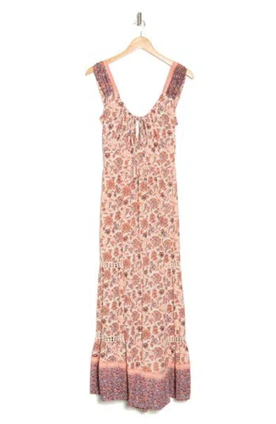 Angie Floral Maxi Dress In Peach