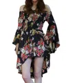 Angie Floral Walk Through Romper In Black In Black