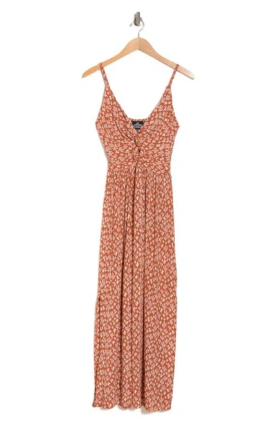 Angie Front Twist Maxi Dress In Brown