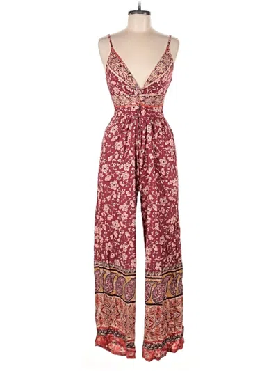 Pre-owned Angie Jumpsuit In Burgundy