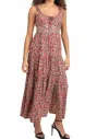 Angie Lena Tie Back Floral Midi Dress In Pink Multi In Pink
