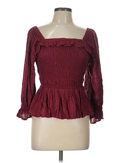 Pre-owned Angie Long Sleeve Blouse In Burgundy