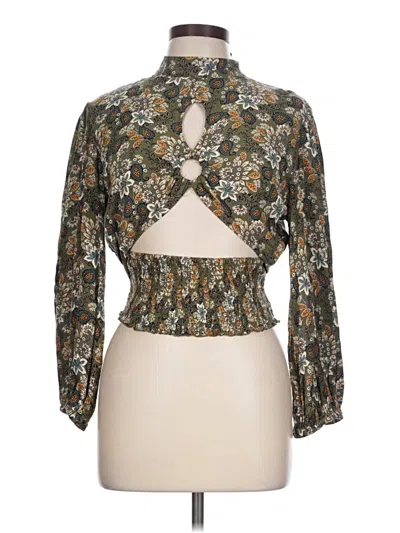 Pre-owned Angie Long Sleeve Blouse In Green