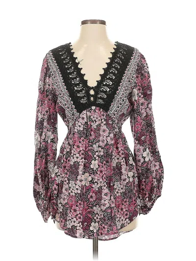 Pre-owned Angie Long Sleeve Blouse In Pink